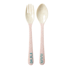 Kids Cooking Print Melamine & Bamboo Cutlery Set Rice DK